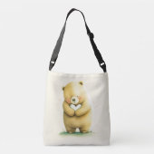 Simple Cute Sad Beer die een hartkunstwerk vasthou Crossbody Tas (Achterkant)