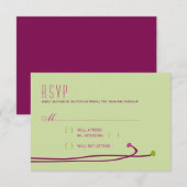 Simple Dahlia - Vert & Violet RSVP (Devant / Derrière)