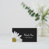 Simple Daisy Botanical Boho Zwart Visitekaartje (Staand voorkant)