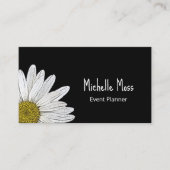 Simple Daisy Botanical Boho Zwart Visitekaartje (Voorkant)