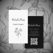 Simple Daisy QR code Floral Graphic Designer Visitekaartje