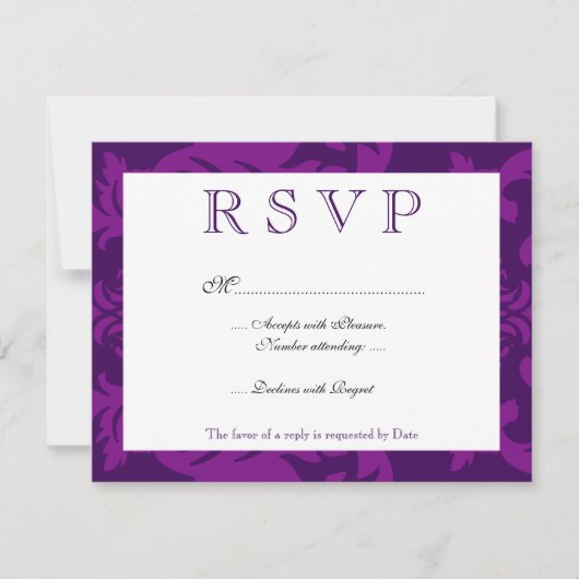 Simple Damask Eggplant RSVP (Voorkant)
