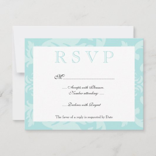 Simple Damask Robin's Egg Blue RSVP (Devant)
