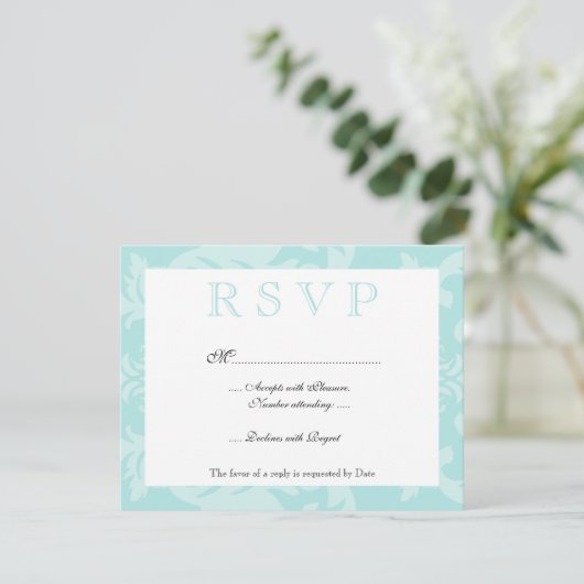 Simple Damask Robin's Egg Blue RSVP (Debout devant)