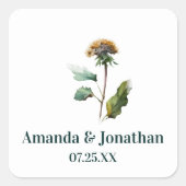 Simple Dandelion Floral Wedding Favor Sticker (Devant)