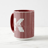 Simple Dark Red/White Stripes Pattern Name Initiaa Mok (Voorkant links)