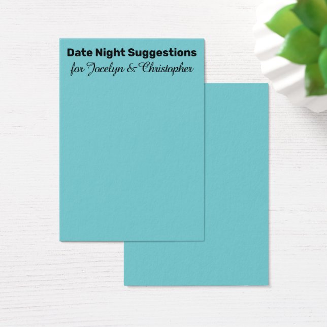 Simple Date Night Suggestions Turquoise Kaart (Bureau)