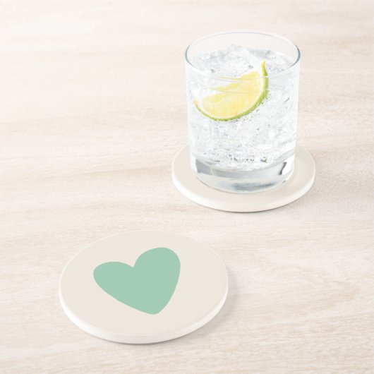 Simple Deafoam Mint Green Heart Dessous de verre e (Côté)
