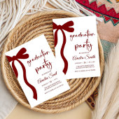Simple Deep Red Bow graduation party invitation