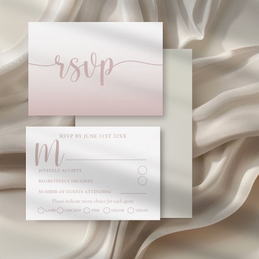 Simple dégradé rose calligraphie Mariage RSVP