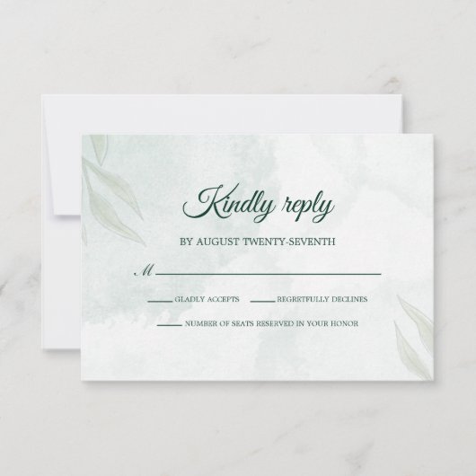 Simple Delicate Floral Wedding RSVP Card (Devant)