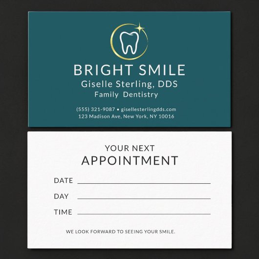 Simple Dentiste Turquoise Or Carte De Rendez-Vous