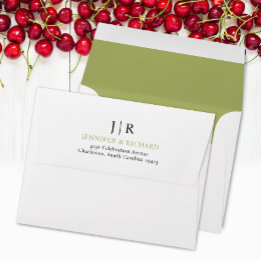 Simple Design Sage Green Mariage Adresse Monogramm