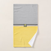 Simple deux tons jaune et gris Initiales Monogramm (Serviette à main)