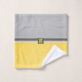 Simple deux tons jaune et gris Initiales Monogramm (Gant de toilette)