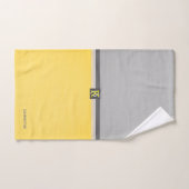 Simple deux tons jaune et gris Initiales Monogramm (Serviette à main)