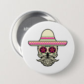 Simple Dia de Muertos Crâne avec Casquette | Badge (Devant & derrière)