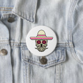 Simple Dia de Muertos Crâne avec Casquette | Badge (En situation)
