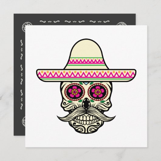 Simple Dia de Muertos crâne avec invitation Casque (Devant / Derrière)