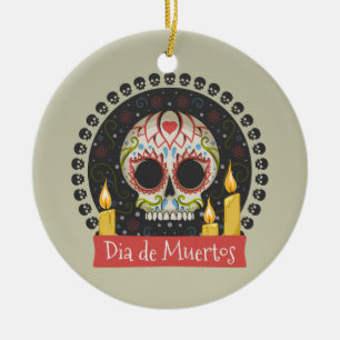Simple Dia de Muertos Crâne & Bougies Ornement