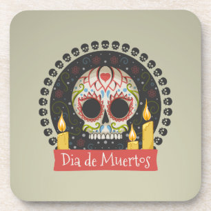 Simple Dia de Muertos Skull & Candles Onderzetter