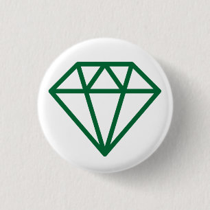 Simple Diamond - Forest Green op White Ronde Button 3,2 Cm