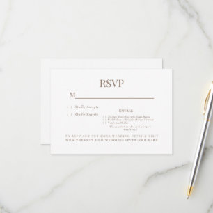Simple dîner blanc Choix de mariage carte RSVP