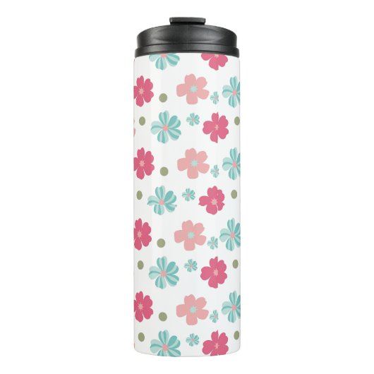 Simple Ditsy Floral in Pink and Teal Thermosbeker (Voorkant)