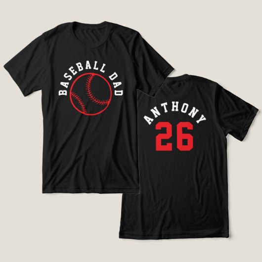 Simple Double-Sided Baseball Parent Kid Name Tri-Blend Shirt (Ontwerp Voorkant & Achterkant)