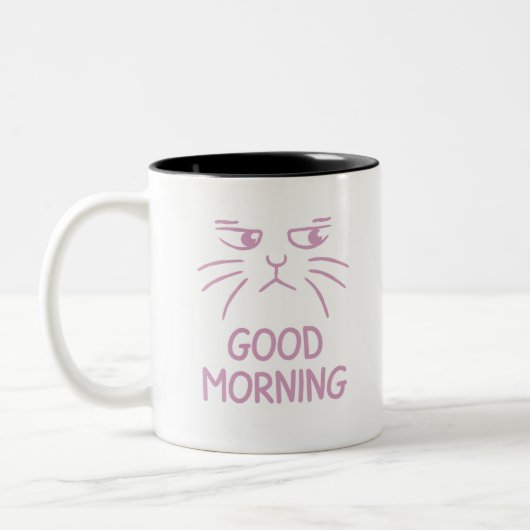 Simple drôle Chat Good Morning Mug (Gauche)