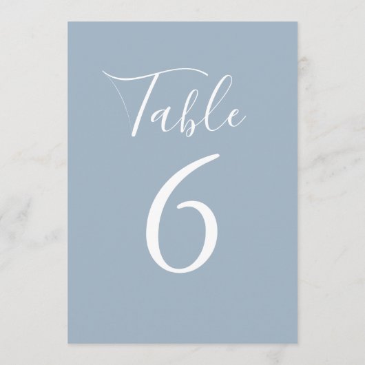 Simple Dusty Blue Chic Numéro de table de script (Dos)