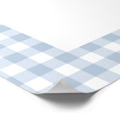 Simple Dusty Blue Gingham Boys Baby shower Welkom Poster (Hoek)