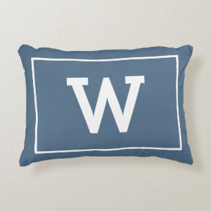 Simple Dusty Blue Initiaal Monogram Accent Kussen
