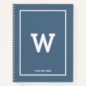 Simple Dusty Blue Initiaal Monogram Sketchbook Notitieboek (Voorkant)