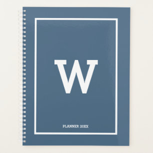 Simple Dusty Blue Initial Monogramme mensuel