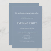 Simple Dusty Blue Mariage Invitation de soirée (Devant / Derrière)