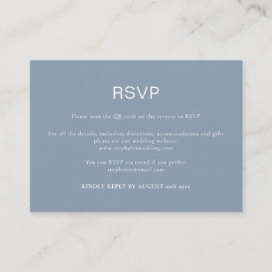 Simple Dusty Blue QR Code RSVP Informatiekaartje