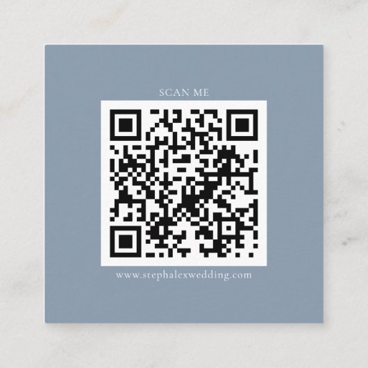 Simple Dusty Blue QR Code RSVP Informatiekaartje (Achterkant)