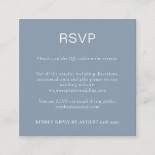 Simple Dusty Blue QR Code RSVP Informatiekaartje