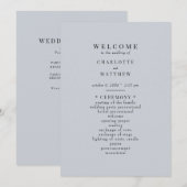 Simple Dusty Blue Wedding Programme (Devant / Derrière)
