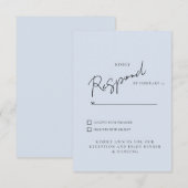 Simple Dusty Blue Wedding RSVP Diner & Danser (Devant / Derrière)