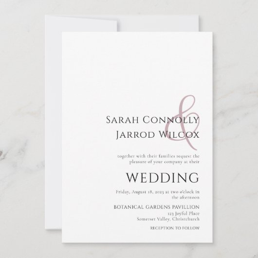 Simple Dusty Faire-part de mariage rose (Devant)