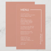 Simple Dusty Pink Typographie menu mariage minimal (Devant / Derrière)