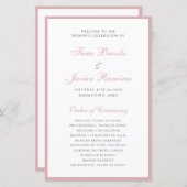 Simple Dusty Roos Elegant Formal Wedding Programme (Voorkant / Achterkant)
