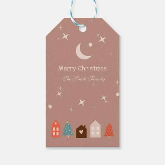 Simple Earth Tone Merry Christmas Gift Label Cadeaulabel (Voorkant)