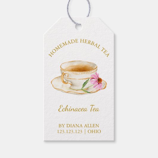 Simple Echinacea Tea Hang Tag  Cadeaulabel (Voorkant)