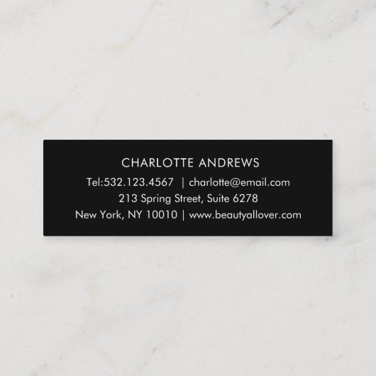 Simple, écriture manuscrite, Mini Carte de visite  (Dos)