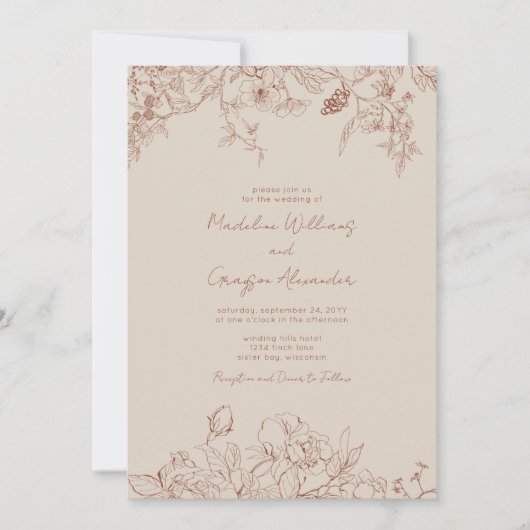 Simple élégance Boho Floral Faire-part de mariage (Devant)