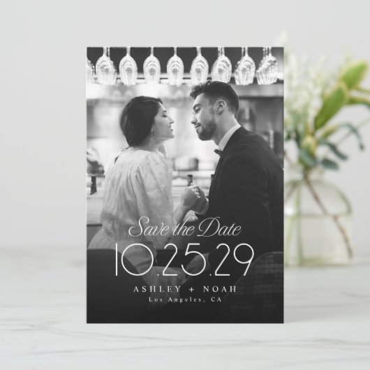 Simple Elegance Classy Script Photo Wedding Save The Date (Staand voorkant)