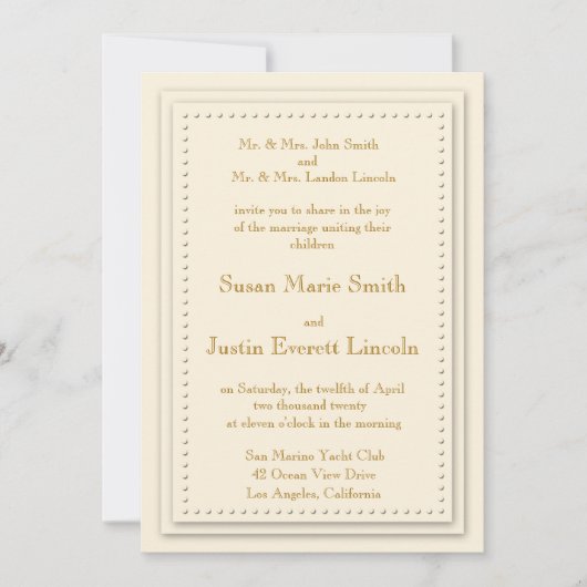 Simple Elegance Cream 5x7 Invitation (Devant)